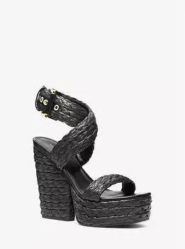 Сандалии на плетеной платформе Rhoda Michael Kors, черный