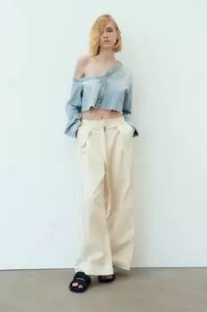 Сандалии на плоских шлепанцах с плиссированными ремнями ZARA, черный