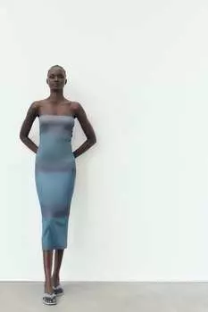 Сандалии на плоских шлепанцах с прямостью ZARA, синий