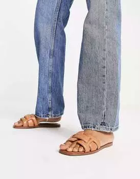 Сандалии на плоской подошве ALDO Еленаа из коричневой кожи