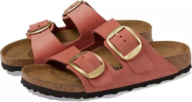 Сандалии на плоской подошве Arizona Big Buckle - Nubuck Leather Birkenstock, цвет Mars Red