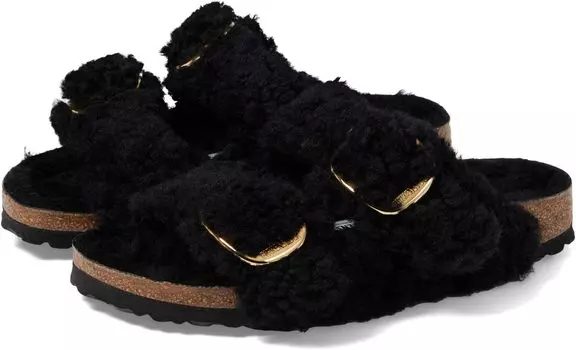 Сандалии на плоской подошве Arizona Big Buckle Teddy Birkenstock, черный