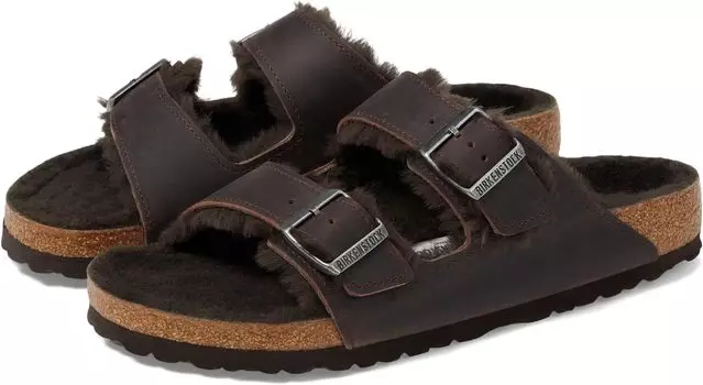 Сандалии на плоской подошве Arizona Shearling - Oiled Leather Birkenstock, цвет Habana/Habana