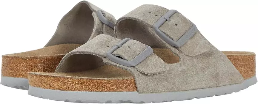 Сандалии на плоской подошве Arizona Soft Footbed - Suede (Unisex) Birkenstock, цвет Stone Coin Suede