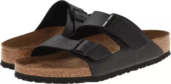 Сандалии на плоской подошве Arizona Soft Footbed - Birko-Flor (Unisex) Birkenstock, цвет Black Birko-Flor
