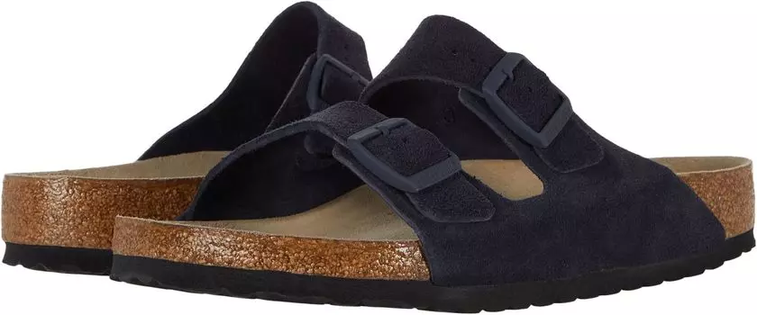 Сандалии на плоской подошве Arizona Soft Footbed - Suede (Men) Birkenstock, цвет Midnight Suede