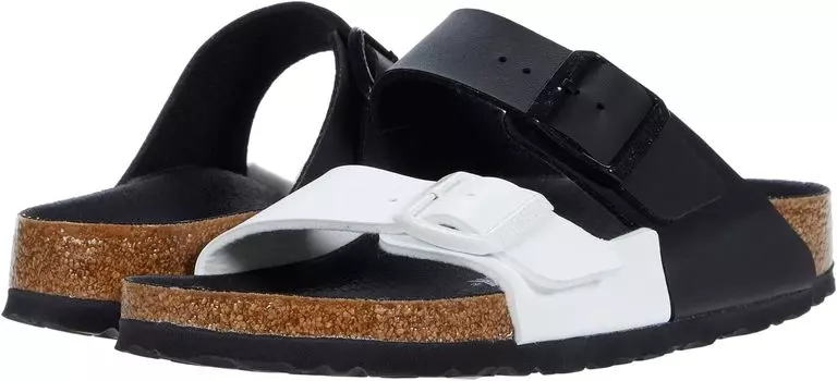 Сандалии на плоской подошве Arizona Split - Birko-Flor (Unisex) Birkenstock, цвет Black/White Birko-Flor