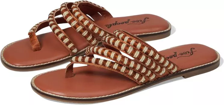 Сандалии на плоской подошве Beatrice Beaded Flat Sandal Free People, цвет Bronzer/Natural Combo