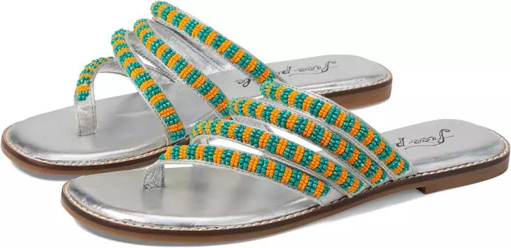 Сандалии на плоской подошве Beatrice Beaded Flat Sandal Free People, цвет Platino Combo