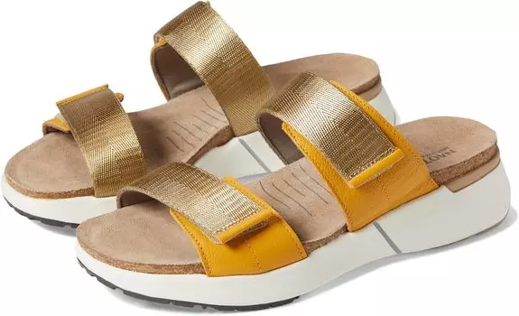 Сандалии на плоской подошве Calliope Naot, цвет Marigold Leather/Yellow Woven Strap