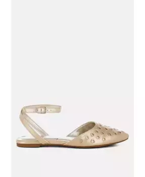 Сандалии на плоской подошве Chalcis с металлизированными люверсами London Rag, золотой