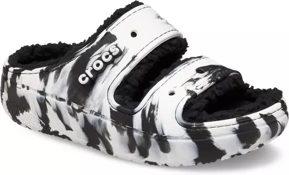 Сандалии на плоской подошве Classic Cozzzy Sandal Crocs, цвет Black/White Marbled