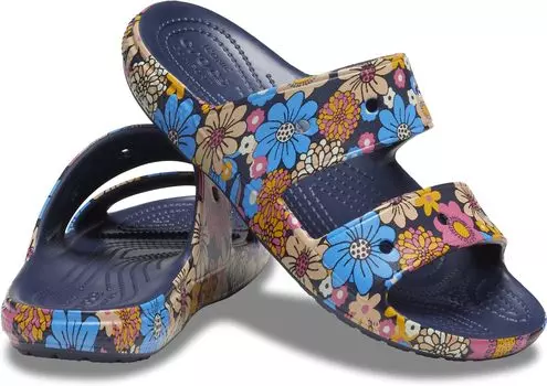 Сандалии на плоской подошве Classic Sandal - Seasonal Graphics Crocs, цвет Navy/Multi Retro Floral