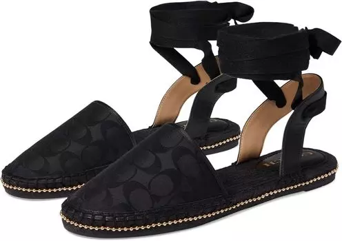 Сандалии на плоской подошве Corrine Signature Recycled Nylon Espadrille COACH, черный
