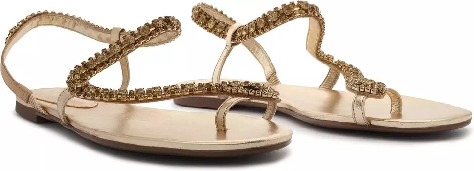 Сандалии на плоской подошве Court Flat Schutz, цвет Ouro/Lct/Jet/Platina