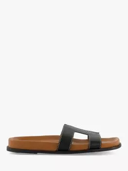 Сандалии на плоской подошве Dune Loupa с декоративной строчкой, черные