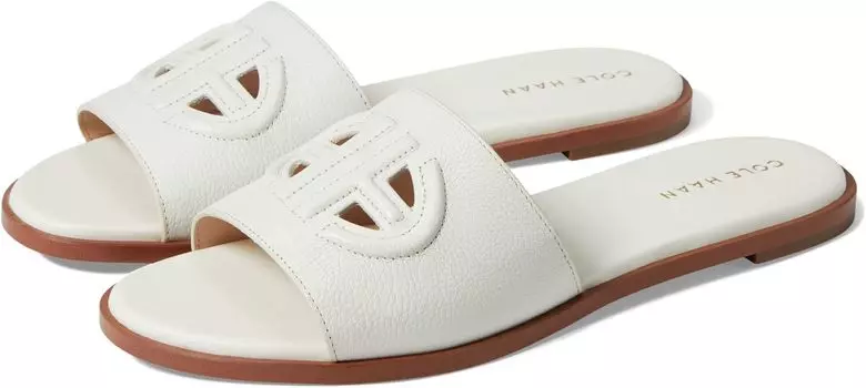 Сандалии на плоской подошве Flynn Logo Slide Sandal Cole Haan, цвет Egret Leather