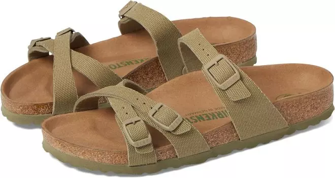 Сандалии на плоской подошве Franca Vegan Canvas Birkenstock, цвет Faded Khaki Canvas