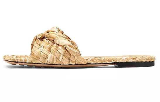 Сандалии на плоской подошве из эластичной рафии Macadamia женские Bottega Veneta
