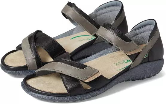 Сандалии на плоской подошве Karawa Naot, цвет Black/Gray/Khaki Leather Combination
