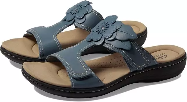Сандалии на плоской подошве Laurieann Madi Clarks, цвет Blue Grey Leather