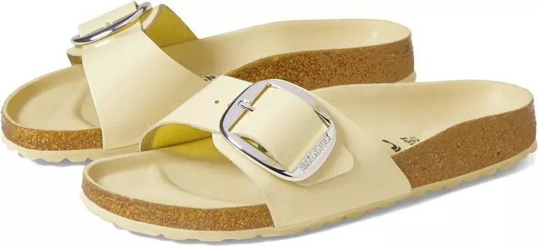 Сандалии на плоской подошве Madrid Big Buckle High Shine Birkenstock, цвет High Shine Butter Leather