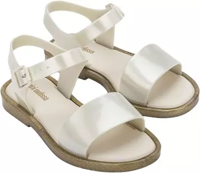 Сандалии на плоской подошве Mar Sandal Mini Melissa, цвет White/Glitter