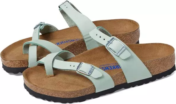 Сандалии на плоской подошве Mayari Soft Footbed - Nubuck Leather Birkenstock, цвет Matcha Nubuck