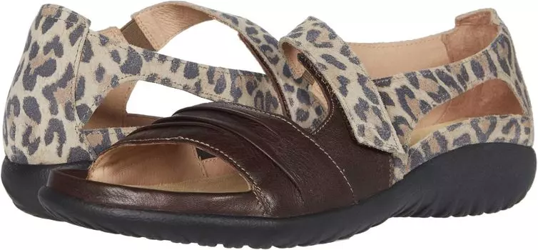 Сандалии на плоской подошве Papaki Naot, цвет Soft Brown Leather/Cheetah Suede