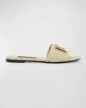 Сандалии на плоской подошве Raffia DG Medallion Dolce&Gabbana, цвет Light Sand