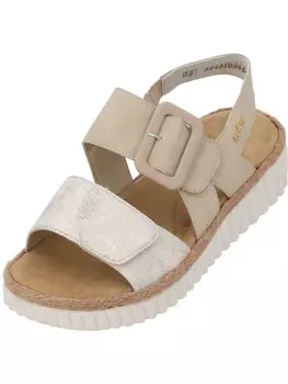Сандалии на плоской подошве rieker, цвет beige-gold/perle