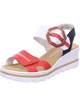 Сандалии на плоской подошве rieker, цвет rosso/weiss/pazifik