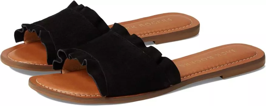 Сандалии на плоской подошве Rosie Ruffle Slide Jack Rogers, черный