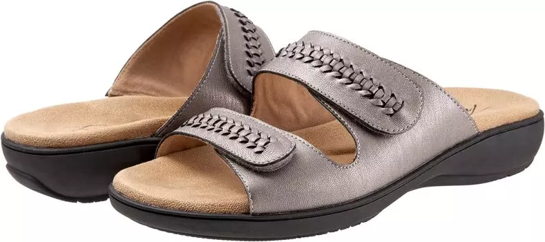 Сандалии на плоской подошве Ruthie Woven Trotters, цвет Pewter Metallic