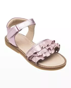 Сандалии на плоской подошве с металлизированным принтом и рюшами для девочек в стиле фламенко для девочек Elephantito, цвет Carnation