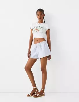 Сандалии на плоской подошве с ремешками Bershka, белый