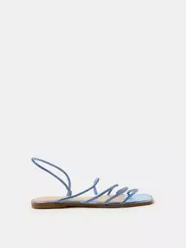 Сандалии на плоской подошве с ремешками из страз Ovs, цвет metallic blue