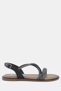 Сандалии на плоской подошве с ромбовидной отделкой TWINKLE Novo, черный