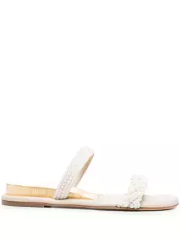 Сандалии на плоской подошве с жемчужным декором Casadei, белый