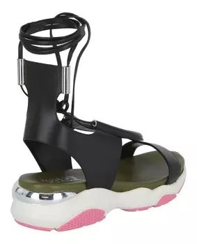 Сандалии на плоской подошве со шнуровкой Salvatore Ferragamo, черный