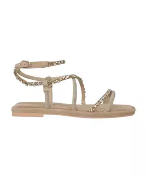 Сандалии на плоской подошве со стразами Alma En Pena, бежевый