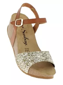 Сандалии на плоской подошве Sunbay LEDER Keilsandaletten Yucca, цвет hellbraun/gold