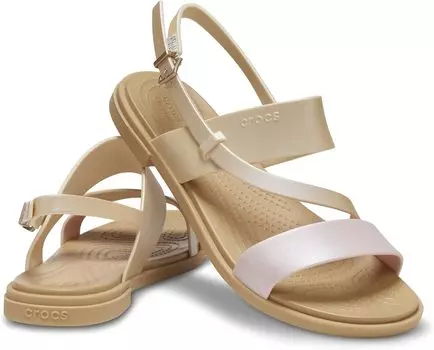 Сандалии на плоской подошве Tulum Strappy Sandal Crocs, цвет Pink Clay Shimmer