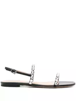 Сандалии на плоской подошве, украшенные стразами Lola Cruz, черный