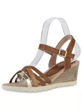 Сандалии на плоской подошве VAN HILL Keilsandaletten Anneliese, цвет hellbraun gold metallic