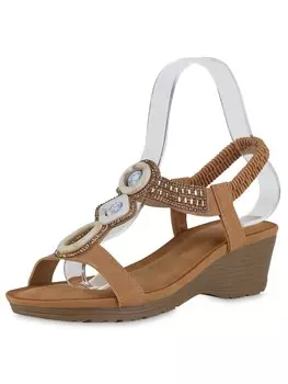 Сандалии на плоской подошве VAN HILL Keilsandaletten Ella, светло-коричневый