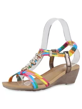 Сандалии на плоской подошве VAN HILL Keilsandaletten Grace, цвет rosa blau mehrfarbig metallic