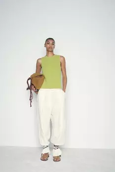 Сандалии на плоской тележке со шнуровкой ZARA, коричневый