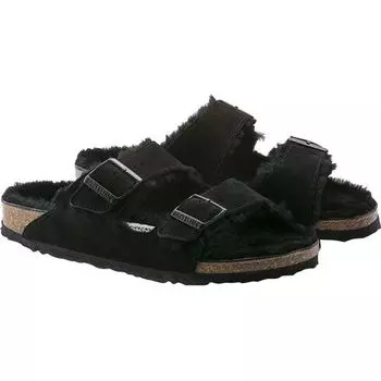Сандалии на подкладке из овчины «Аризона» женские Birkenstock, цвет Black/Black Suede
