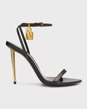 Сандалии на шпильке с замком TOM FORD, цвет Black